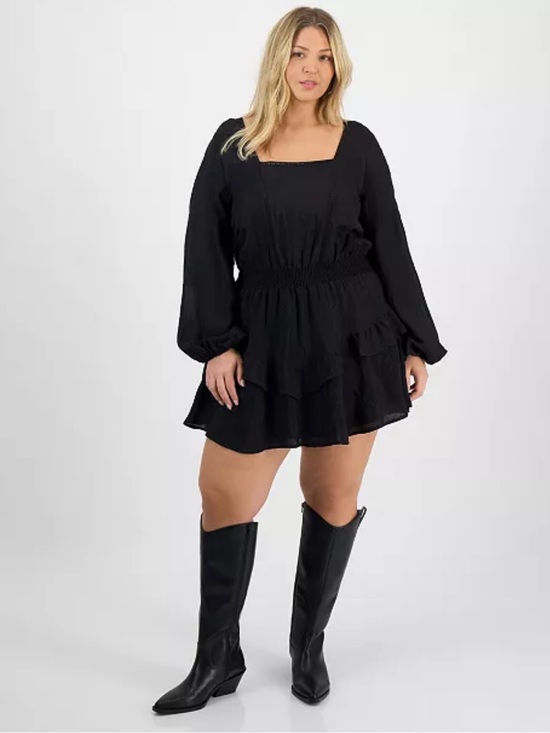 And Now This Dresses & Skirts - Embroidered Eyelet Black Tiered Mini Dress Stagecoach Festival NWT